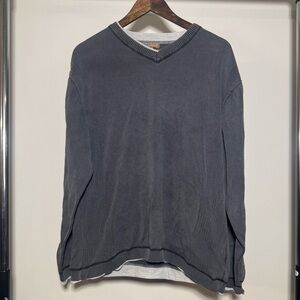 Men's Gray V-Neck Sweater Size XL 100% Cotton Grunge, Streetwear, Vintage, Punk